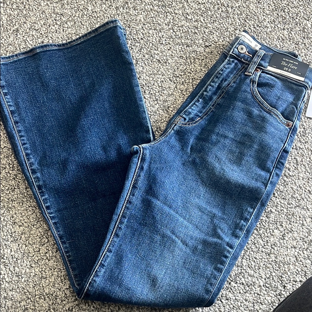 Abercrombie & Fitch Blue Flare Wide Leg Jeans curve love
